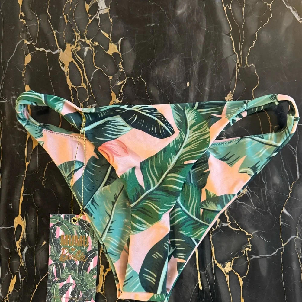 MUMU Barbie Tropical Leaf Print Bikini Bottom NWT 2018 Mattel Cheeky - Picture 3 of 9